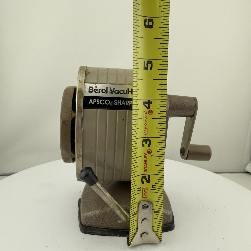 Vintage Berol VacuHold Apsco 6 Hole Pencil Sharpener Hand Crank Desk Mount - Picture 7 of 7